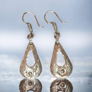 Orecchini pendenti a goccia in argento sterling messicano vintage degli anni '80