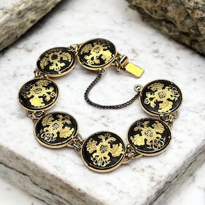Vintage Damascene Link Bracelet