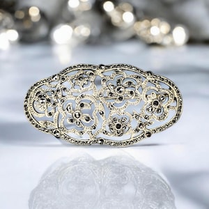 1930s Sterling Silver Marcasite Brooch