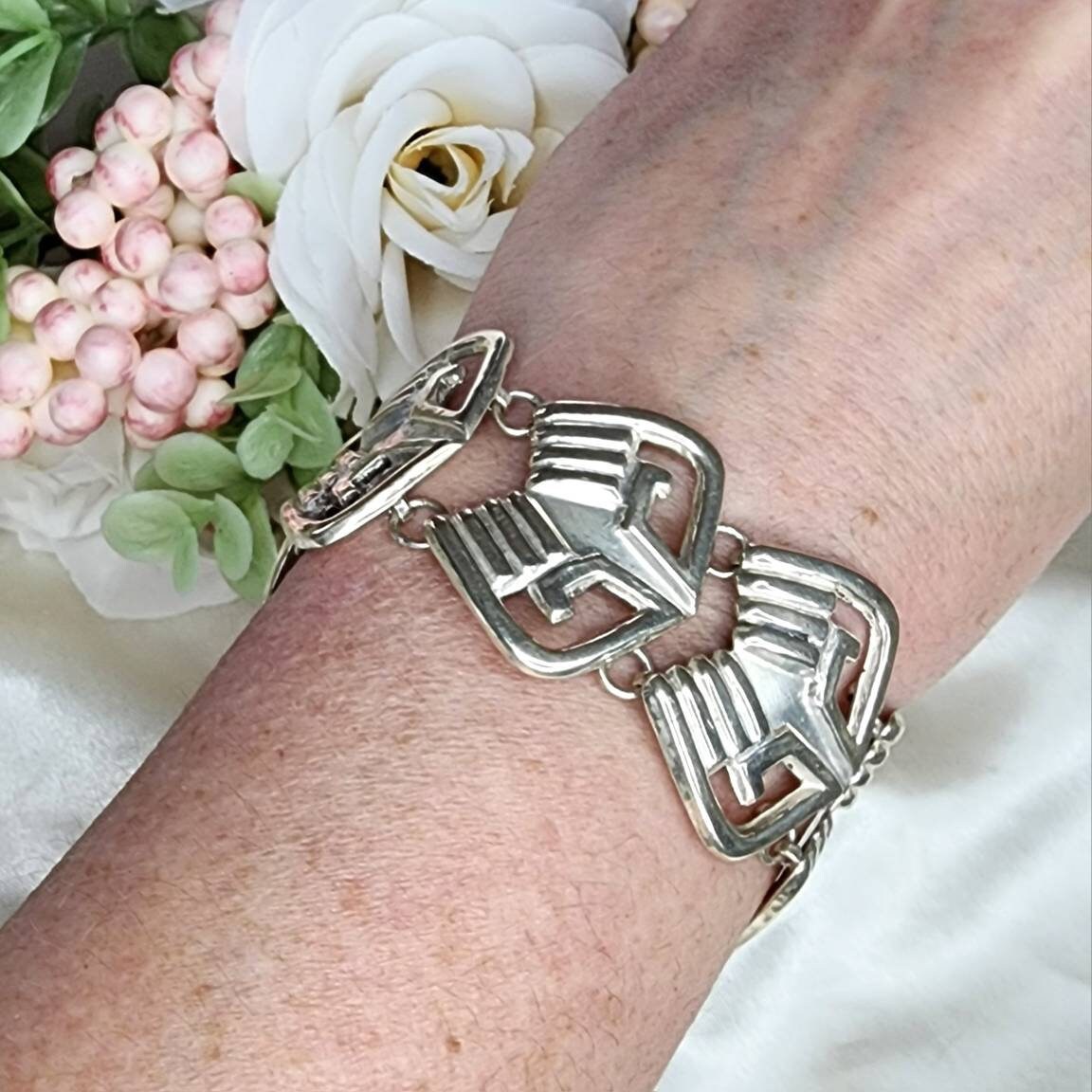 Circa 1960's 925 Mexico Silver Bracelet & Earrings Set - Etsy