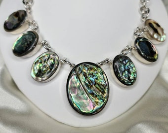1970&#39;s Mexico Silver & Abalone Necklace