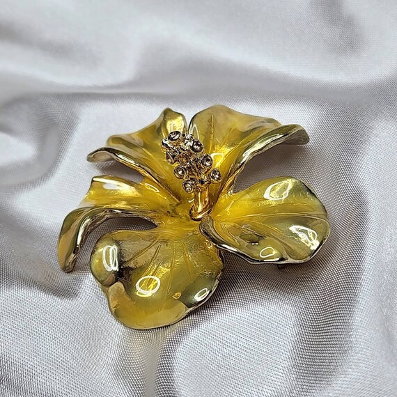 Vintage Signed AK Anne Kline Orchid Brooch - image 2