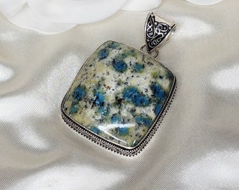 Stunning Sterling Silver & Blue K2 Jasper Pendant