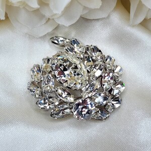 1960's Signed Sherman Clear Crystal Brooch