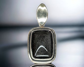 Vintage Sterling Silver Black Obsidian Pendant