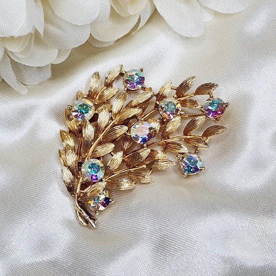 1960's Prestige By Coro Gold Tone Aurora Borealis… - image 6