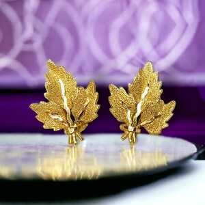 Vintage BSK Gold Tone Maple Leaf Earrings