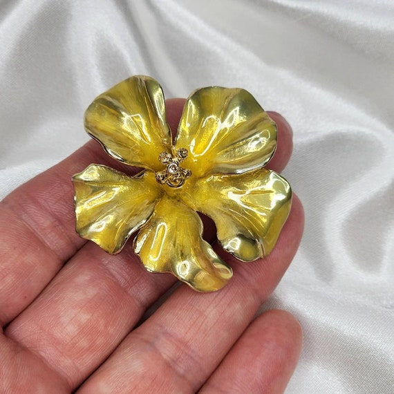 Vintage Signed AK Anne Kline Orchid Brooch - image 7