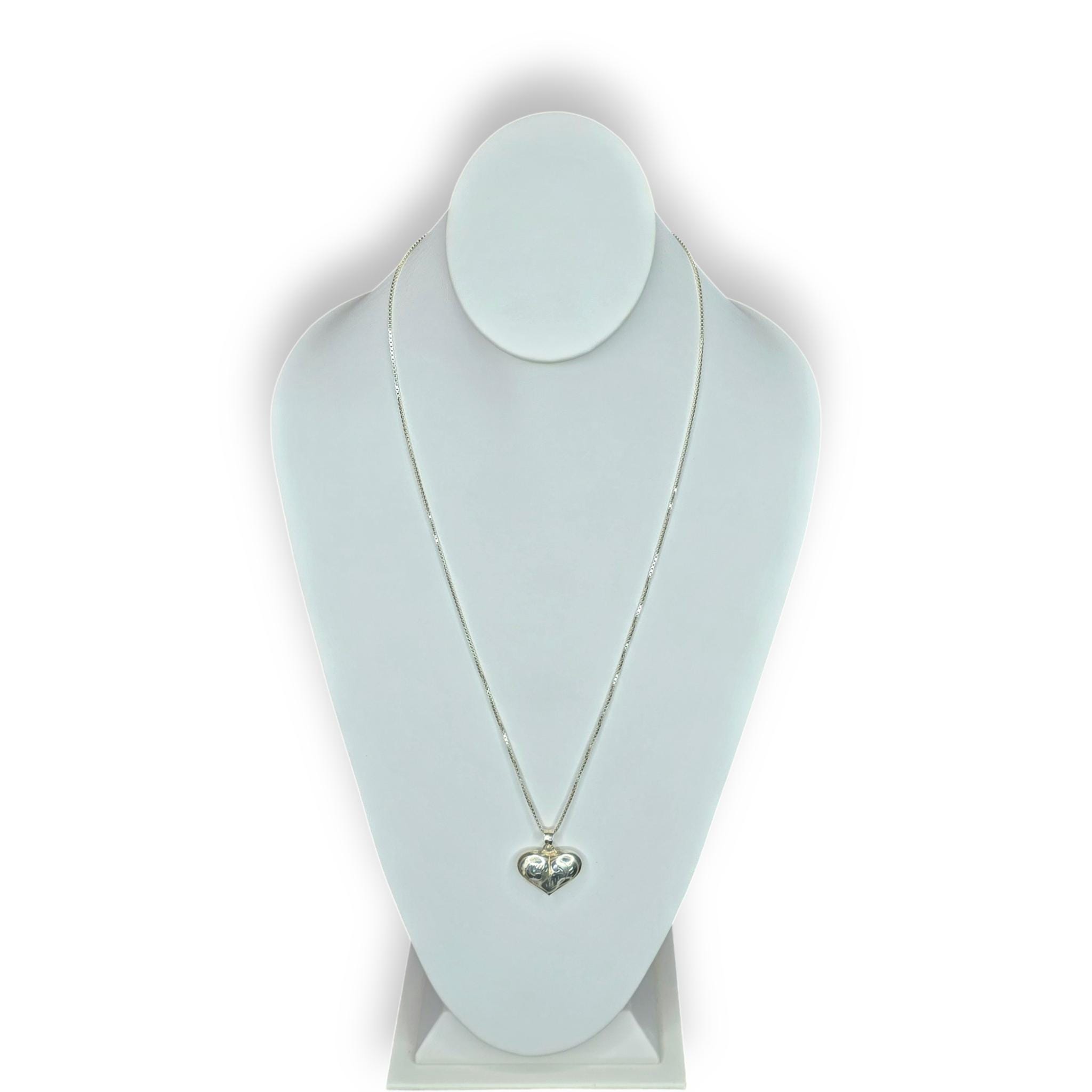 Vintage Sterling Silver Puffy Heart Pendant Necklace - Etsy