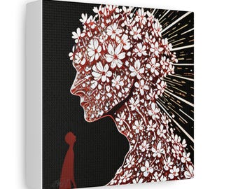 Floral Profile Silhouette Matte Canvas