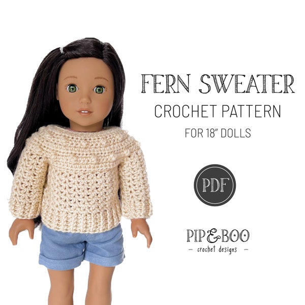 CROCHET PATTERN - 18" Doll Crochet Sweater Pattern, Crochet Jumper Pattern, Doll Crochet Pattern - FS-001