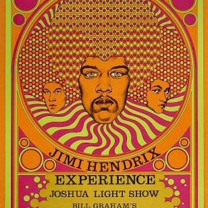Póster original del concierto Jimi Hendrix Experience Fillmore East de 1968 de David Byrd > 3.ª IMPRESIÓN