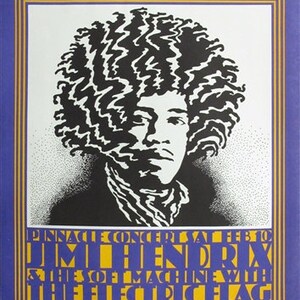 Póster del concierto original de Jimi Hendrix de 1968 en el Pinnacle Shrine Auditorium de John Van Hamersveld > 3.ª edición limitada