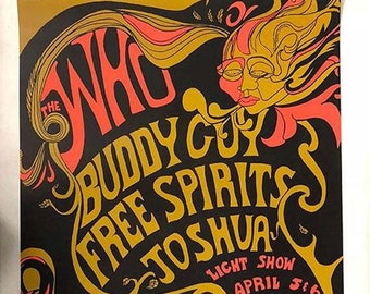 The Who Buddy Guy 1968 Fillmore East Original Concert Poster > 3rd Print