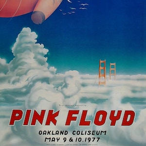 Póster original del concierto de Pink Floyd en el Oakland Coliseum Arena de 1977 por Randy Tuten > 3.ª impresión