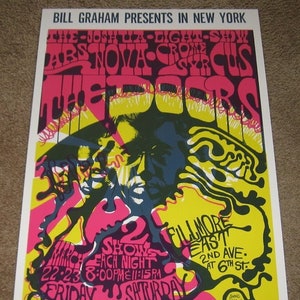 Póster original del concierto de The Doors Ars Nova Crome Syrcus Fillmore East de 1968 > 2.ª impresión