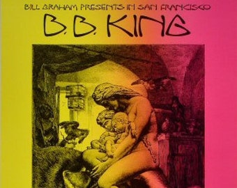 BB King Albert King 1970 Fillmore West Concert Poster, David Singer Art