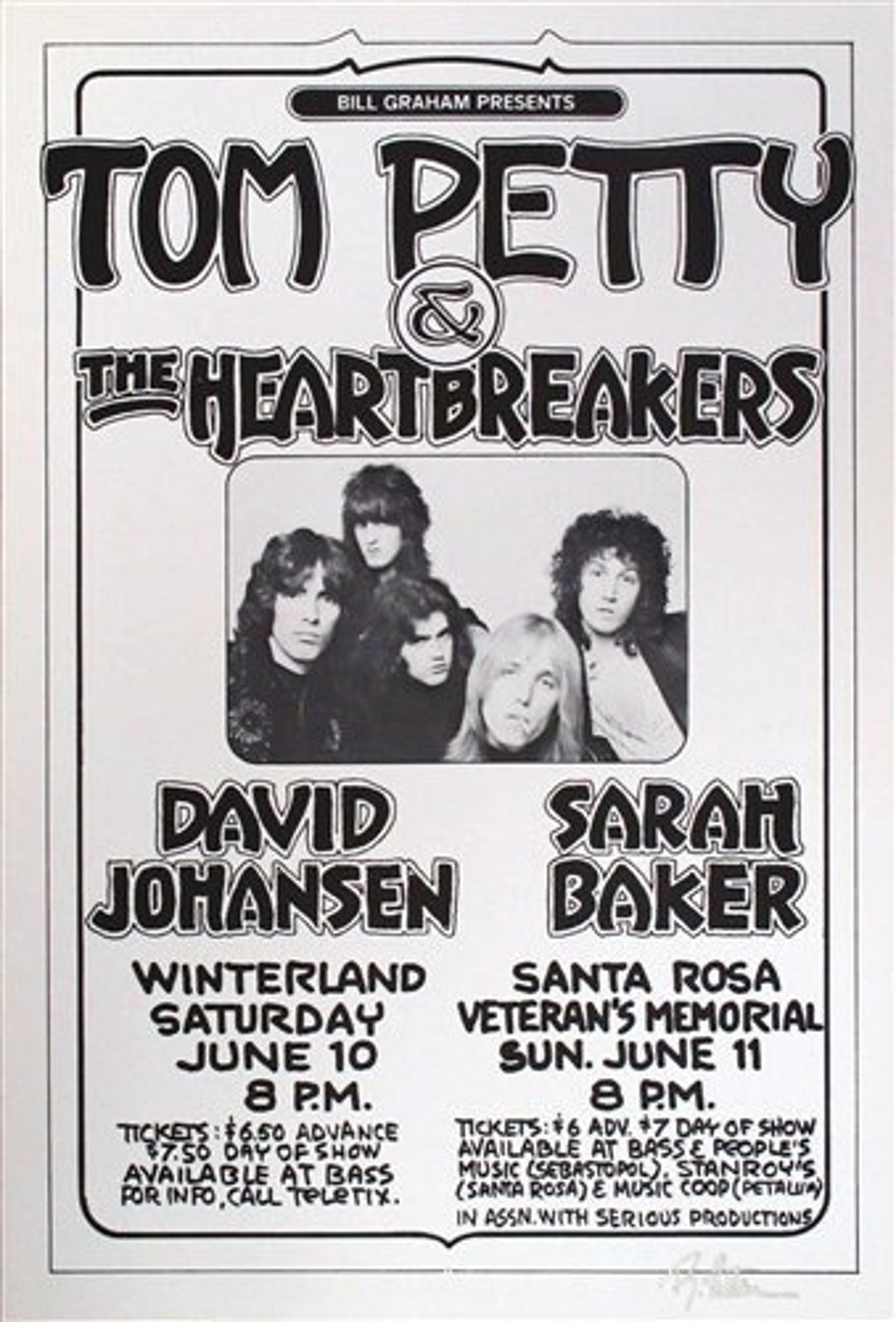Tom Petty & the Heartbreakers 1978 Concert Poster, Signed Randy