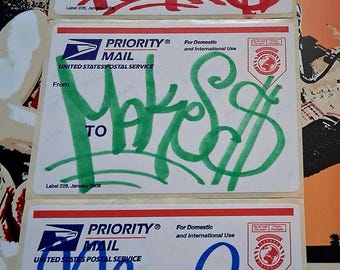 Hand Drawn Graffiti Stickers, Bronx Street Art on USPS Label 228