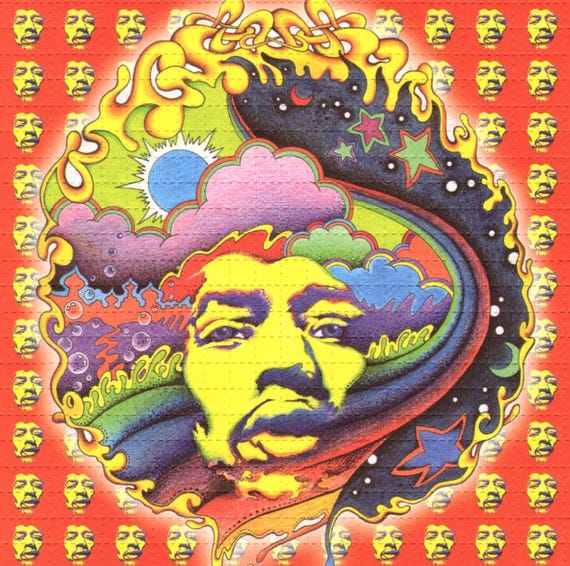 Signed Jimi Hendrix Blotter Art, Rainbow Bridge, Jeff Hopp