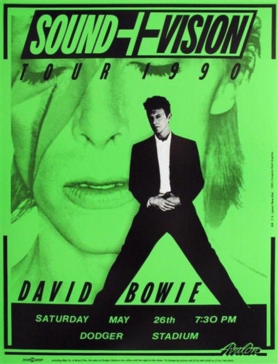 David Bowie 1990 Original Concert Poster, Dodger Stadium - Sound+