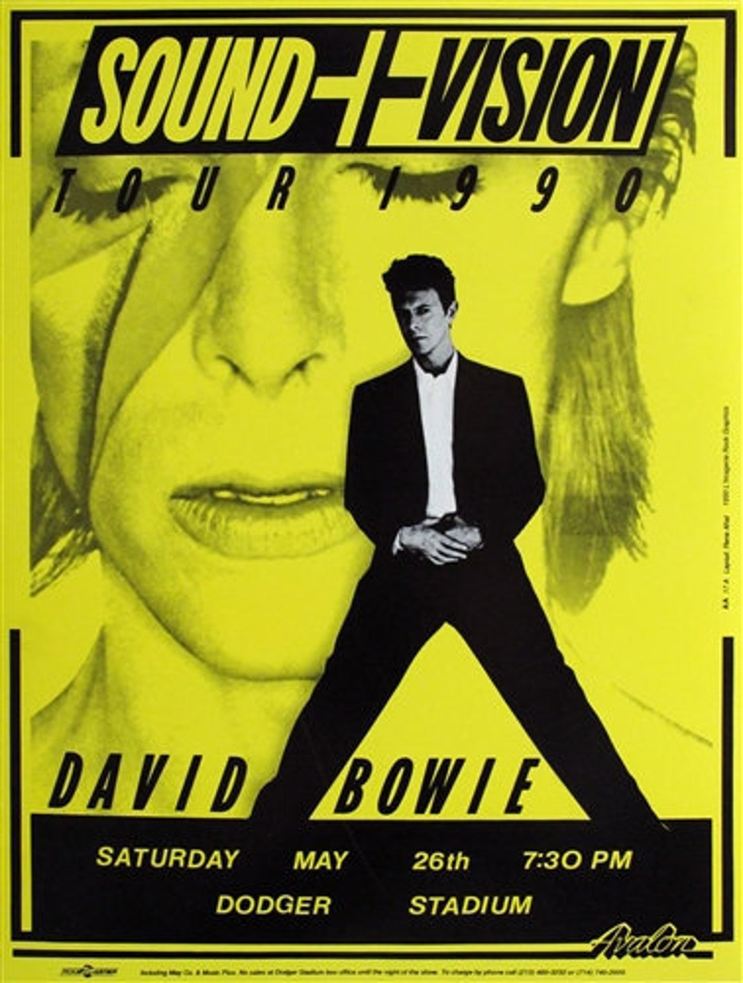 David Bowie 1990 Original Concert Poster, Dodger Stadium Exclusive