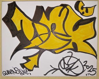 Original &quot;DRK&quot; 2025 Wutang Style New York City Graffiti Street Art Canvas &gt; By Artist DRK, Signed/Dated