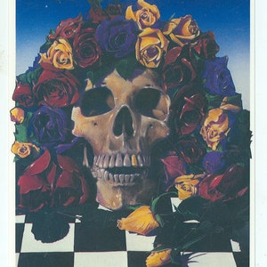 Grateful Dead 1981 Original SKULL & ROSES Postcard by Classico, San Francisco by Stanley Mouse