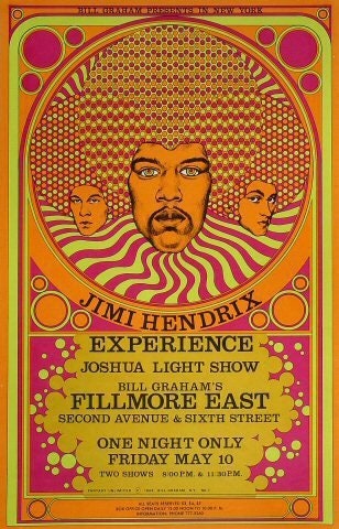 Jimi Hendrix Experience 1968 Fillmore East Original Concert Poster