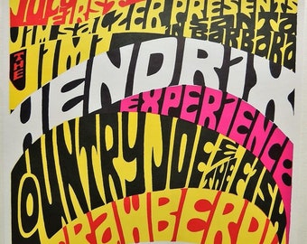 Jimi Hendrix 1967 Experience Concert Poster by Richard Tolmach 2nd