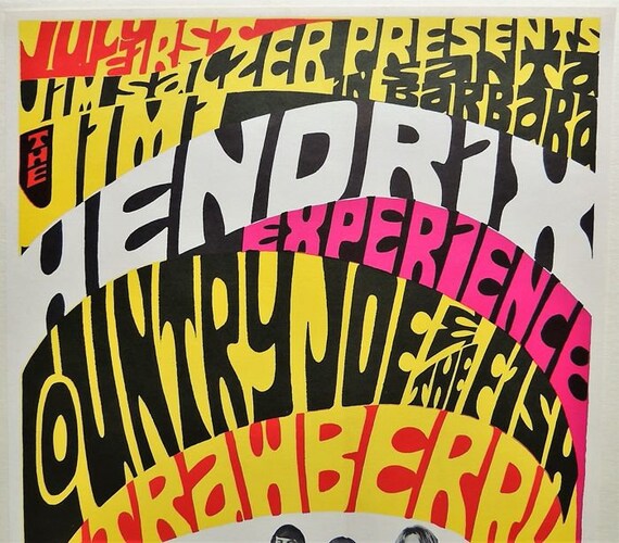 Jimi Hendrix 1967 Experience Concert Poster by Richard Tolmach 2nd