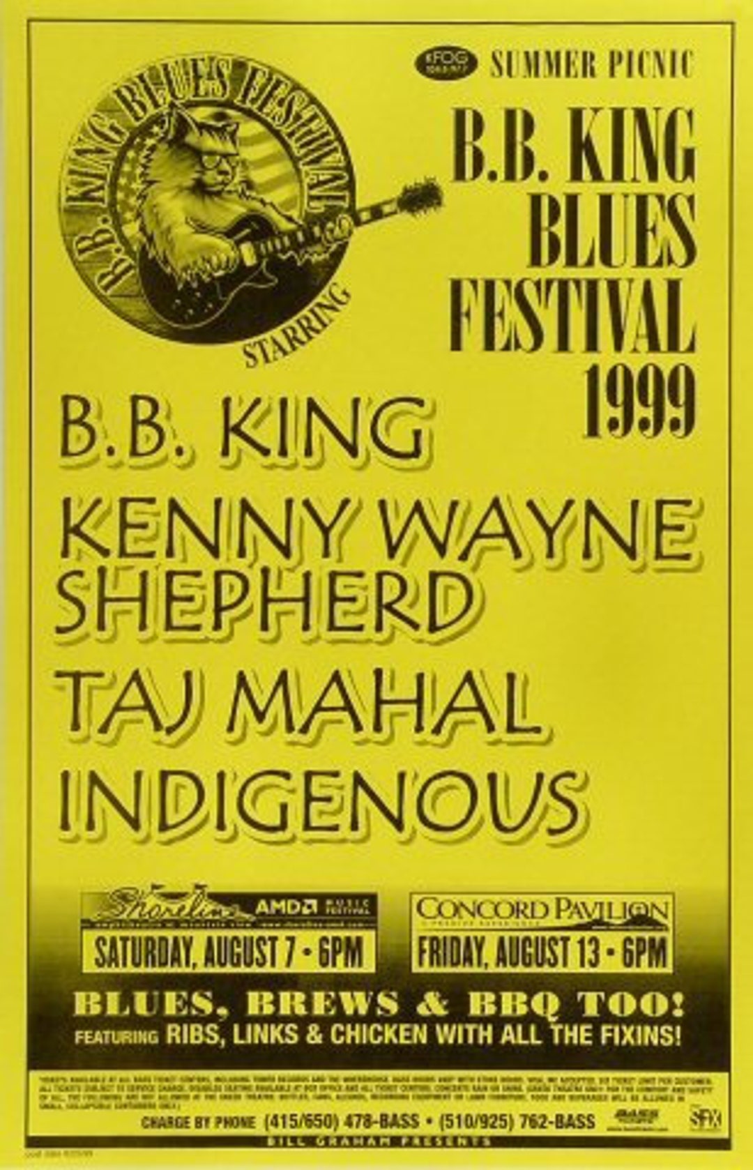 B.B. King Blues Festival 1999 Original Concert Poster, Kenny Wayne
