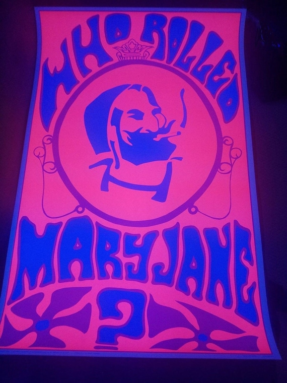 1969 Who Rolled Mary Jane? Zig-zag Man Original Blacklight