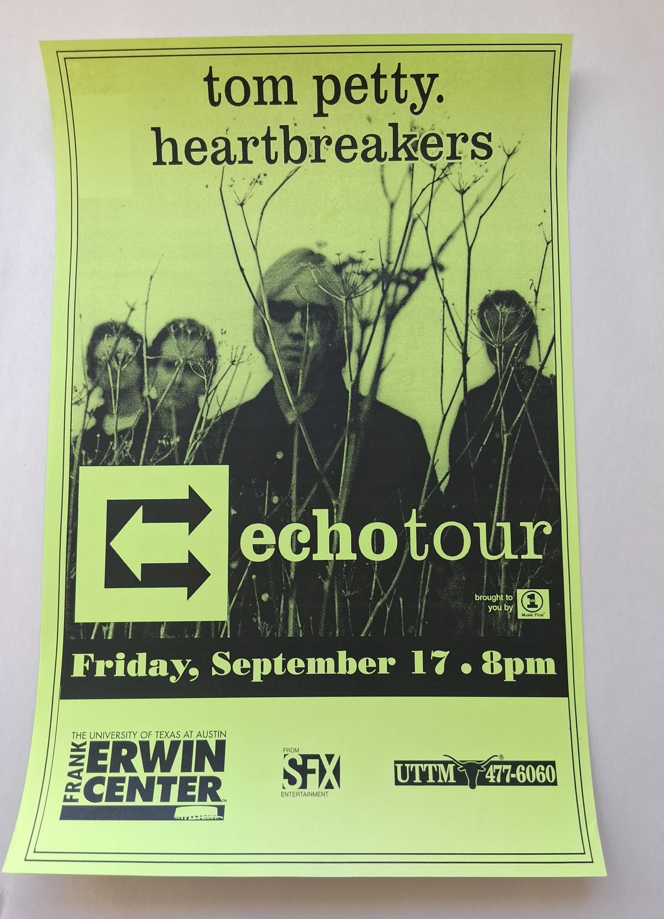 Tom Petty Original 1999 Echo Tour Poster Austin, Tx/frank Erwin