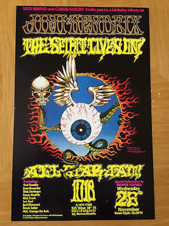 Jimi Hendrix Birthday Tribute 1987 Original Concert Poster 'the
