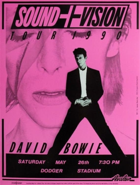 David Bowie 1990 Concert Poster, Dodger Stadium Sound+vision Tour