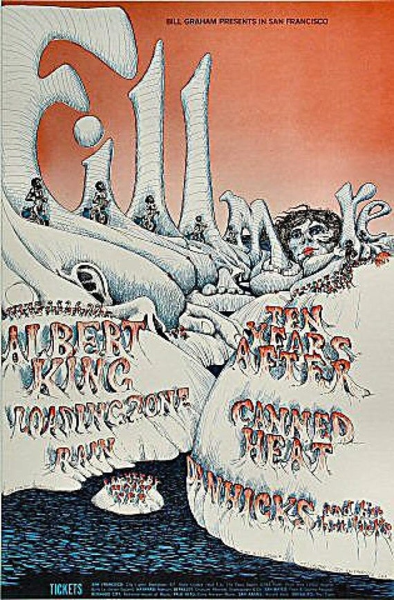 Albert King 1968 Fillmore Auditorium Original Concert Poster by