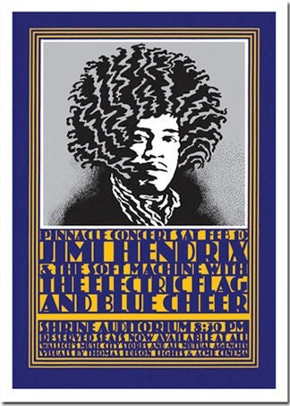 1968 Jimi Hendrix Pinnacle Shrine Auditorium Concert Poster by John Van Hamersveld > 4th Print
