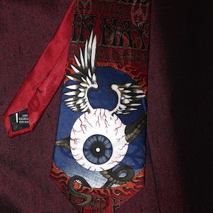 Bill Graham Fillmore Poster Tie.  &quot;Hendrix Flying Eyeball&quot; #105, 100% Imported SILK, Image by Rick Griffin