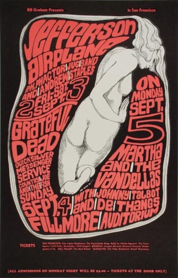 Jefferson Airplane, Grateful Dead Original Concert Postcard, BG26