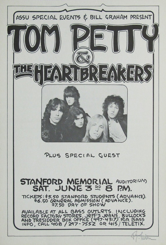 Tom Petty & the Heartbreakers 1978 Concert Poster, Signed - Etsy