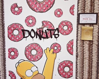 Death NYC Original Homer Simpson Donuts Limited Edition Art Print