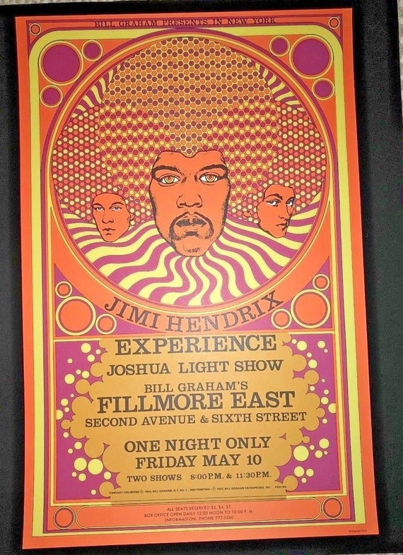 Jimi Hendrix Experience 1968 Fillmore East Original Concert Poster