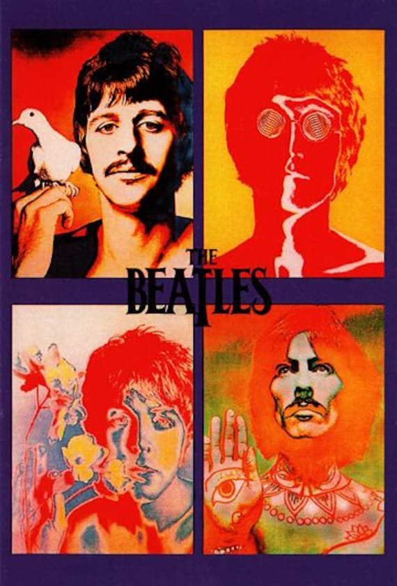 Beatles 4 Faces Postcard. Out of Print. 1990 - Etsy