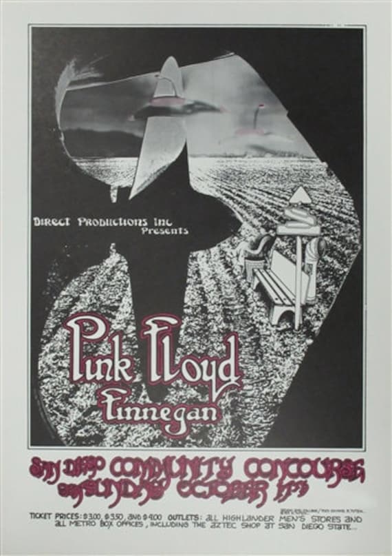Pink Floyd Finnegan 1971 San Diego Community Concourse Original