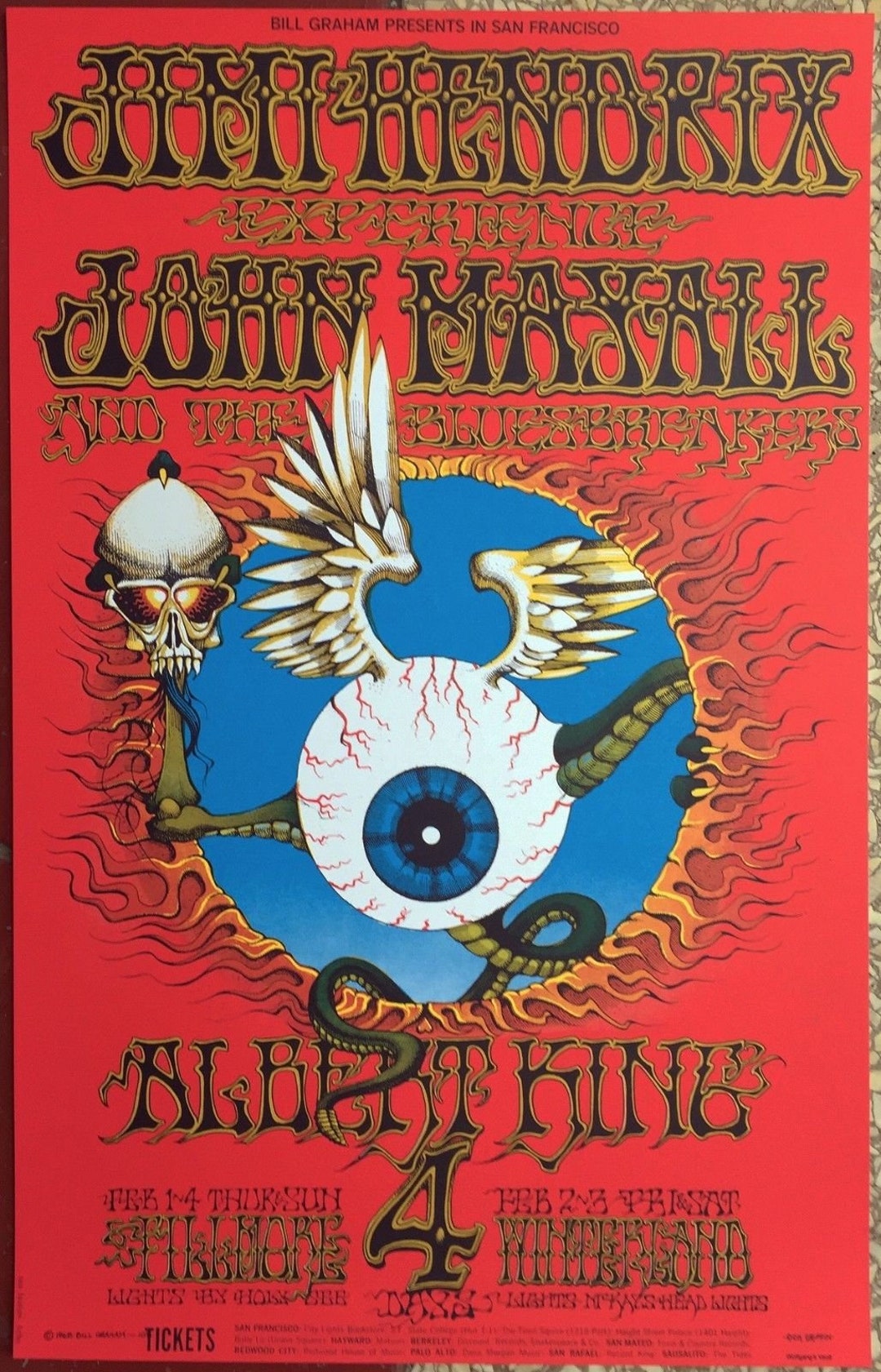1968 Jimi Hendrix Experience Flying Eyeball Bill Graham - Etsy