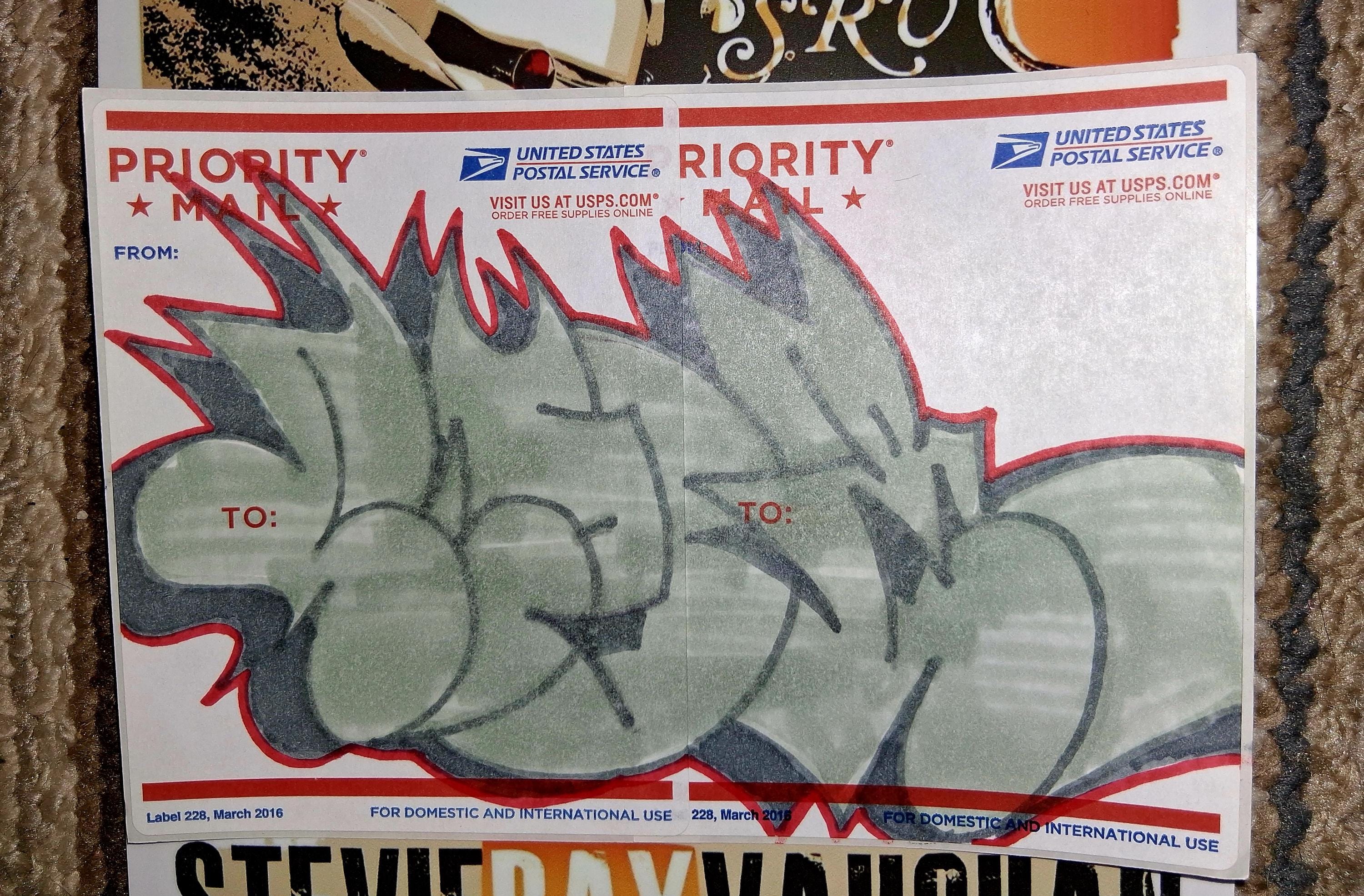 Hand-drawn Graffiti Sticker on USPS Label, Bronx Street Art - Etsy