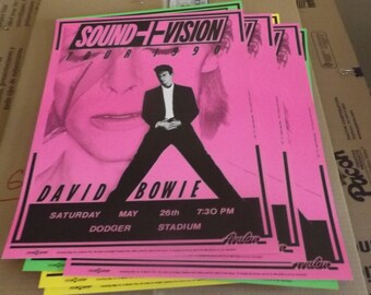 David Bowie 1990 Concert Poster, Dodger Stadium Sound+vision Tour