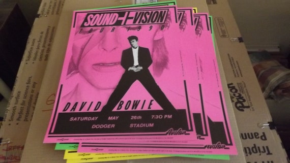 David Bowie 1990 Concert Poster, Dodger Stadium Sound+vision Tour