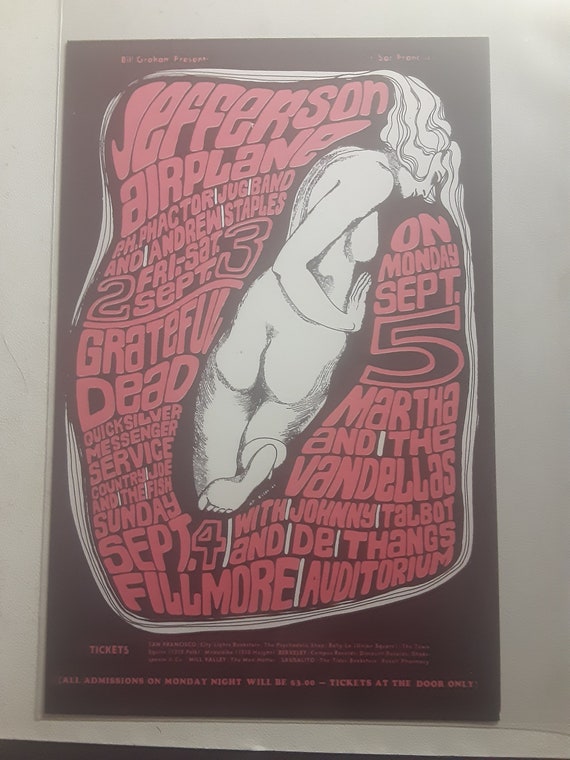Jefferson Airplane, Grateful Dead Original Concert Postcard, BG26